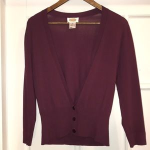 Talbots purple/merlot cropped cardigan A11
